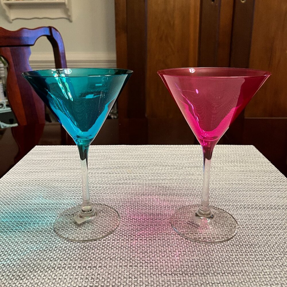 2 Gorgeous Crate and Barrel Gem Martini Glasses